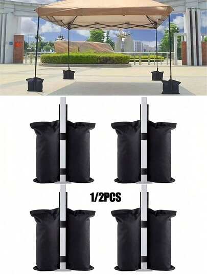 1/2 piezas/Set Bolsas de peso para toldo, Bolsas de arena para cenador, Bolsas de contrapeso negras duraderas para asegurar firmemente su toldo, carpa o cenador, mantener la estabilidad en diversas condiciones al aire libre como parques ventosos, fiestas en el patio trasero o viajes de camping. Se pueden llenar con arena, grava u otros materiales pesados. Ideal para toldos plegables, sombrillas de patio, reuniones al aire situaciones que requieren una colocación segura del toldo.