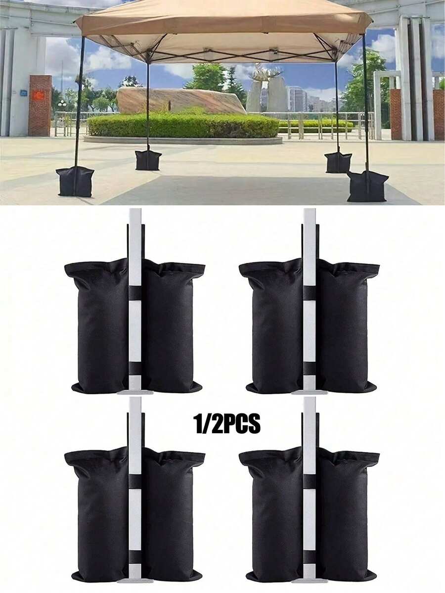 1/2pcs/Set Canopy Weight Bags, Gazebo Sand Bags, Black Counterweight Bags To Firmly Secure Your Canopy, Tent Or Gazebo, Maintain Stability In Various Outdoor Conditions Like Windy Parks, Backyard Parties Or Camping Trips. Can Be Filled With Sand, Gravel Or Other Heavy Materials. Ideal For Pop-Up Canopies, Patio Umbrellas, Outdoor Gatherings And Situations Requiring Secure Canopy Placement., Camping Equipment, Camping Essentials - Multicolor - View 1