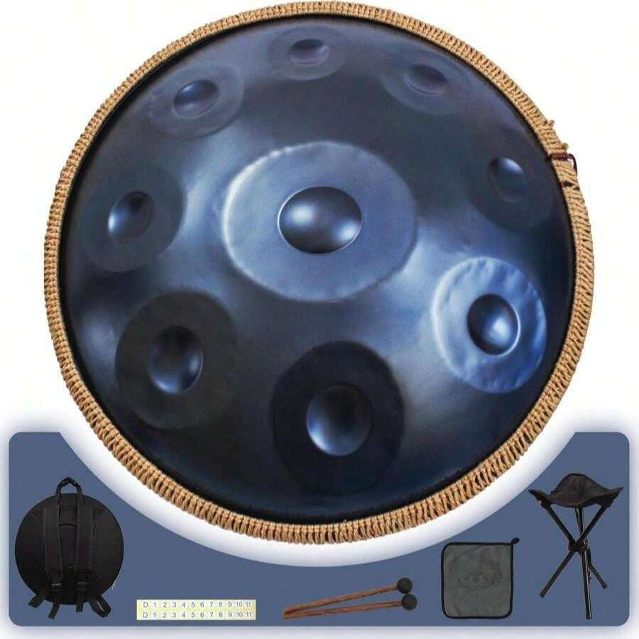 Steel Tongue Drum - 13 Notes 12 Inches - Percussion Instrument -Handpan Drum With Bag, Music Book, Mallets, Finger Picks - Màu B - Xem 1