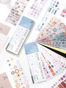 彩色卡基本贴纸书，简约高品质剪贴簿材料，数字和圆点手工 DIY 贴纸 - 彩色 - 查看 4
