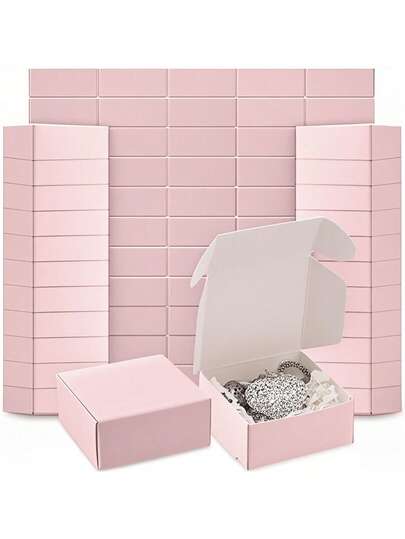50 st. rosa kraftpappersaskar, mini presentaskar i kraftpapper, små pappersaskar, planformade rosa miniförpackningsaskar, mångsidiga smyckeslådor, lämpliga för ringar, örhängen, bröllop, födelsedagar, högtider, jul, smyckestillverkning, förpackningsmaterial, festpresentaskar, gör-det-själv-presentaskar