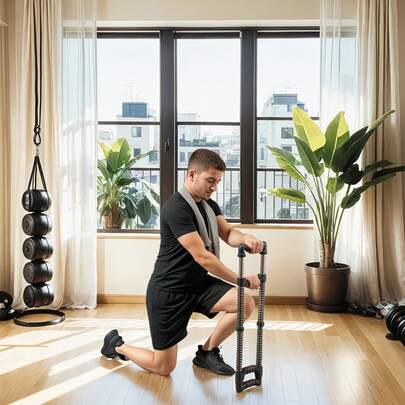 SPORTNOW Chest Expander, Arm Chest Exerciser With 10-50kg Adjustable Spring Resistance, For Home Gym, Office, Travel Workout