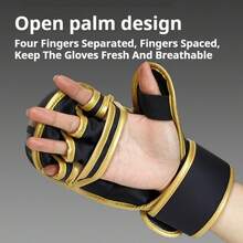 Guantes de boxeo de media mano - Guantes de entrenamiento profesionales, guantes de kickboxing con diseño ajustable y transpirable, mejoran el agarre y la comodidad, guantes de boxeo de media mano, equipo de deportes de combate, diseño deportivo de moda, equipo deportivo duradero