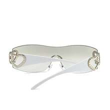 1-Piece Large-Frame Women's Multi-Color Y2K Fashion Sunglasses, Sporty Sunglasses, Fashion Sunglasses With Bohemian Style, Suitable For Parties And Summer Travel, Beach Accessories, Christmas Gifts. - 白色腳銀色 - 查看 5