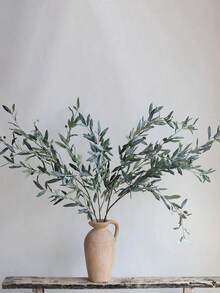 1/2 piezas Rama artificial de hoja de olivo gris-verde de 80 cm, flor de primavera falsa, follaje artificial para boda, planta falsa para decoración del hogar/cocina, arreglos florales DIY, centros de mesa, regalo. Para decoración del hogar, ramos de flores, flores artificiales, decoración de jardín, flores falsas