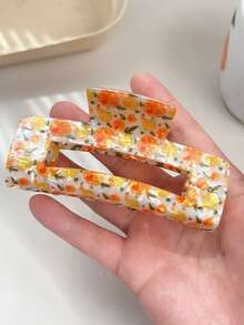 Kẹp tóc càng cua lớn, chống trượt cho tóc dày, kẹp tóc nhựa PVC in hoa màu cam dành cho nữ, phụ kiện tóc cho tóc tết, búi, đám cưới, dạ hội, kiểu tóc hàng ngày, kẹp tóc mùa thu, thời trang mùa thu, kẹp tóc hoa mùa đông cho trang phục đi nghỉ mát, mùa hè cho nữ - Nhiều màu - Xem 4