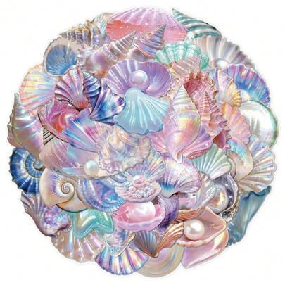 50pcs Transparent Shell Stickers, Ocean Animal Stickers, Transparent Pearl Stickers, Beach Stickers, Waterproof PET Stickers Suitable For Water Bottles, Computers, Laptops, Phones, Luggage, Notebooks, Refrigerators