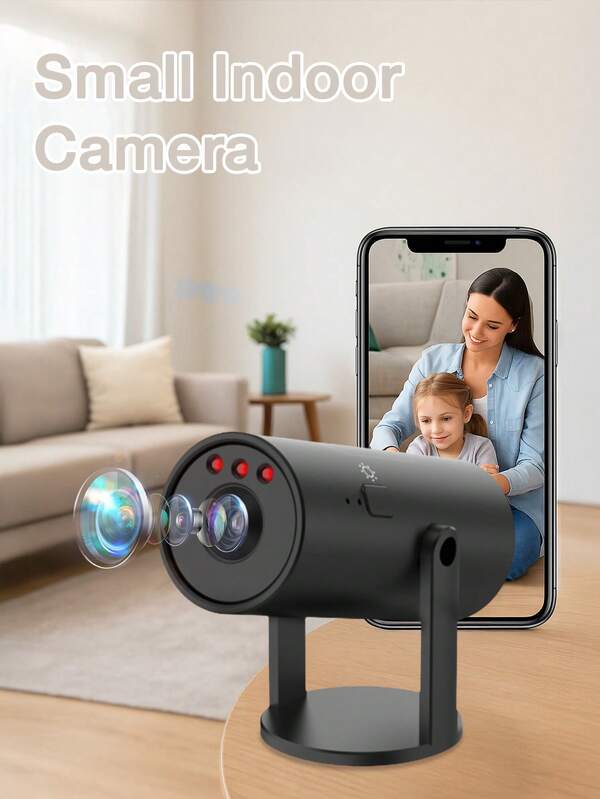 Cámara WiFi inteligente con grabación de audio, visión nocturna infrarroja, lente giratorio, detección de movimiento, visualización remota, para seguridad en el hogar y la oficina