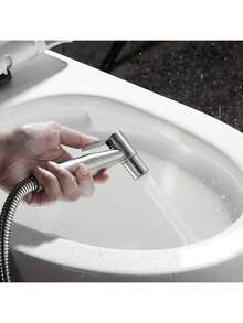 304 Stainless Steel Handheld Toilet Bidet Sprayer Set, Wall Mounted - Includes 118.11 Inch Retractable Hose And Bracket / Toilet Cleaning Sprayer | Pressurized Spray Gun Toilet Feminine Wash, Small Nozzle Toilet Flushing Spray Head