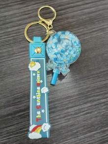 قلادة سلسلة مفاتيح زجاجة رمل متحرك جديدة، تميمة زخرفية صغيرة من الكريستال والزهور الرقيقة، ديكور معلق جميل للحقيبة الظهر