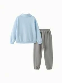 Balabala Kids 2 Pieces Set 2025 Fall New Sporty Casual Comfortable - Blue Tint - View 4