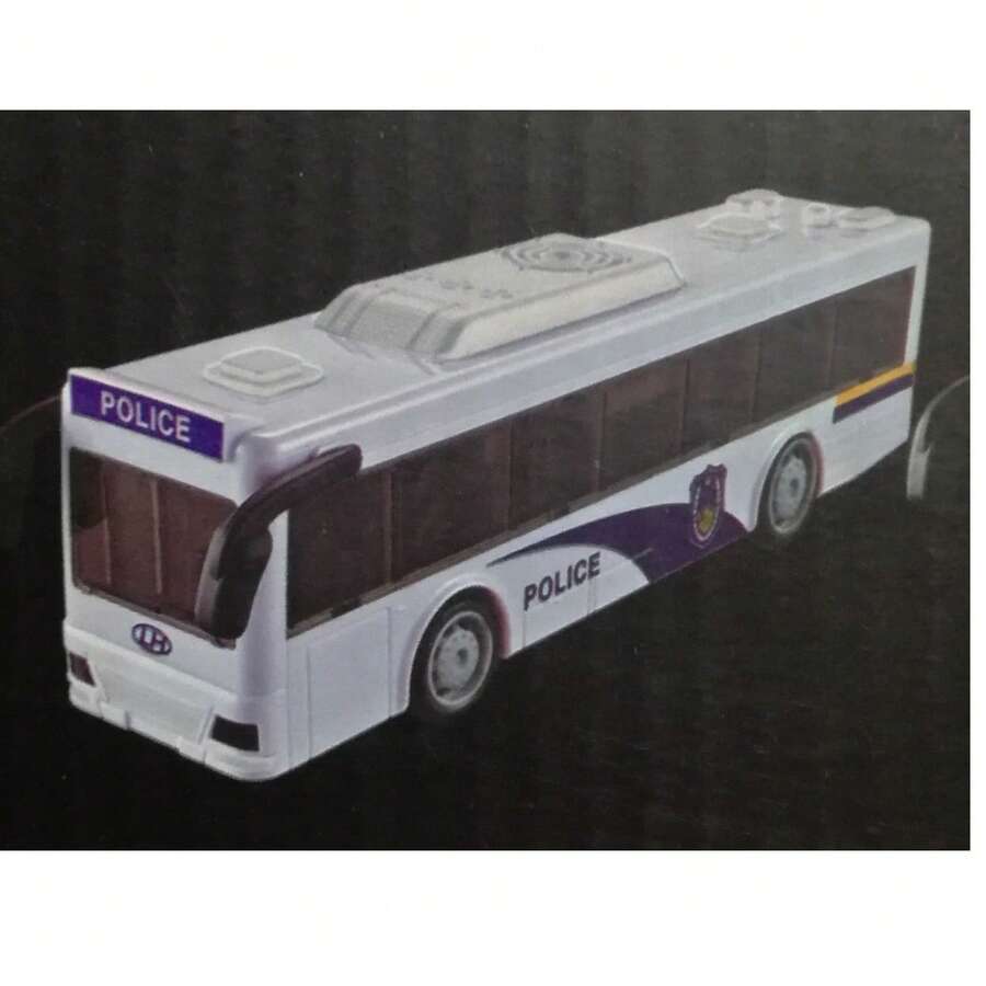 Autobus BLANCO, fricción, musical con luz, llantas goma - Blanco - Ver 1