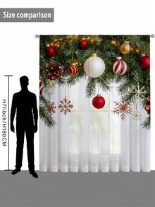 1 tấm rèm mỏng trang trí Giáng sinh, rèm cửa sổ in hình quả bóng Giáng sinh hình bông tuyết hình cây thông Noel hình quả bóng Giáng sinh, rèm cửa sổ in hình túi thanh trang trí cho phòng ngủ, văn phòng, nhà bếp, phòng khách, trang trí nhà cửa, kỳ nghỉ Giáng sinh, in hình quả bóng Giáng sinh màu đỏ trong mờ - Nhiều màu - Xem 9
