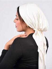 1pc New Solid Color Wide Brim Headscarf Hat, Curved Brim Headwrap Hat For Muslim Women