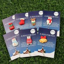 10pcs Christmas "A Little Pocket Hug For You" Greeting Cards, Resin Santa Claus & Gingerbread Man Christmas Tree Ornaments, Shell Cards, Perfect Gifts For Family And Friends, Christmas, New Year, Christmas Stocking Stuffers, Religious Party Supplies, Church Gifts