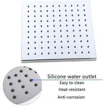 LMstarz Square Chrome Overhead Rain Shower Kit Dual Rigid Riser Rainfall Head And Hand Held Shower Twin Bath Set For Bathroom, Stainless Steel, With Fittings - Silver - View 6