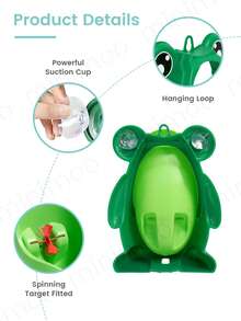 1 件装可爱青蛙如厕训练小便器男孩带趣味瞄准目标，马桶小便训练器，儿童站立垂直小便婴幼儿