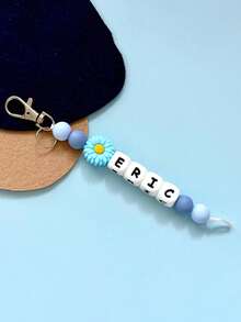 1 Personalized Daisy Silicone Keychain, Personalized Name Chain, Memorial Gift Letter, Charm Versatile, Practical, Lightweight And Simple, Business Casual, Commuter, Cute, Moe, Kawaii, Holiday Atmosphere/Vacation Personalized, Customized, Customized Personalized Girl's Gift