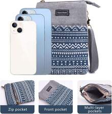 Small Crossbody Bag For Women Mobile Phone Purse National Pattern Shoulder Bag Handbags Coin Pouch For Women - W Blue - View 11