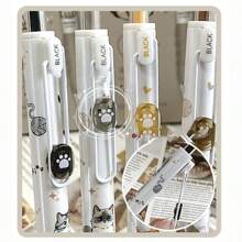 2pcs/4pcs, Cute Cat Styling Pen, Retractable 0.5mm, Fast Drying And Highly Attractively Black Ink Pen, Suitable For School Office Use, Cute Bullet Nib - Multicolor - View 9