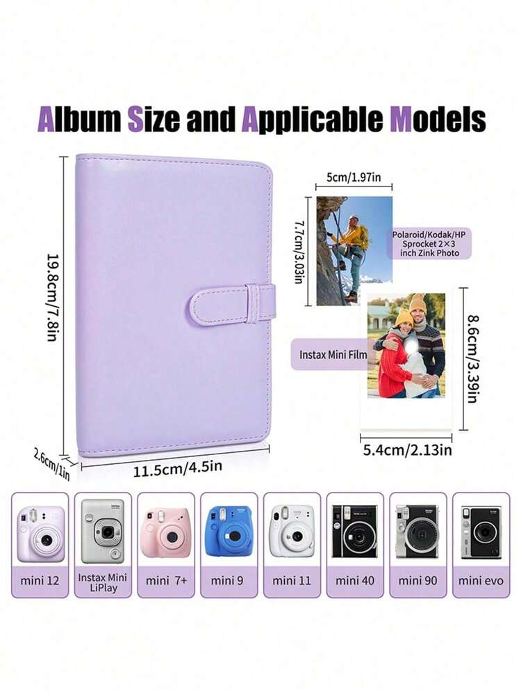 1PC 108Pockets 3-Inch PU Leather Photo Storage Album Suitable For Mini 12/11/9/8/7 3-Inch Albums, The Best Choice For Collecting Family Photos And Anniversary Photos - Multicolor - View 3