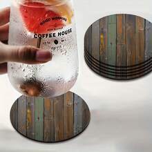 4/6/432 pièces Dessous de verre en polyester (polyester) avec motif imprimé en nid d'abeille creux et grain de bois - Élégants, résistants à la chaleur, conviennent pour la décoration de la maison et du bureau, les fêtes et les décorations de vacances