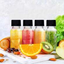 1/6/12 Pcs Small Ginger Shot Bottles, 2oz Mini Juice Bottle With White Screw Lid Vial Beverage Container Freezer , Leak Proof, Reusable Clear Shot Jars With Scale For Liquids Juice, Jam - Black - View 5