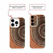 1pc TPU Material Vintage Brown Circle Pattern Phone Case Compatible With Iphone/ Phones - أبيض - مشاهدة 7