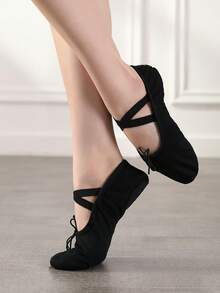 黑色芭蕾舞鞋/帆布芭蕾舞鞋/室内瑜伽鞋/柔软透气舞蹈鞋