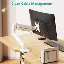 Single Monitor Mount, Gas Spring Monitor Arm 17 - 34 Inch Screens, Adjustable Computer Monitors Stand Up To 26.4lbs, With Clamp And Grommet Base, Mounting Holes 75 And 100mm GSMP001N Black - 34吋+白色 - 查看 8