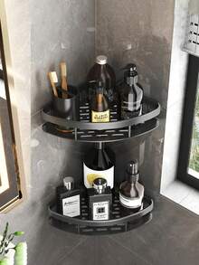 2pcs No-Drill Bathroom Storage Rack, Wall-Mounted Organizer For Bathroom, Vanity, Toilet