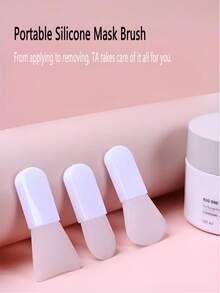 3件套硅胶面膜刷套装，化妆刷，泥膜混合刷，面部美容工具 - 彩色 - 查看 1