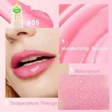 2pcs Dry Flower Lipstick, Colored Lip Care, Moisturizing And Moisturizing, Long-Lasting Jelly, Warm And Discolored Lipstick - 粉色 - 查看 10