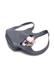 Casual Minimalist Oil Wax PU Leather Backpack, Anti-Theft Backpack, Crazy Horse Leather Unisex Student Backpack - 淺藍色 - 查看 8