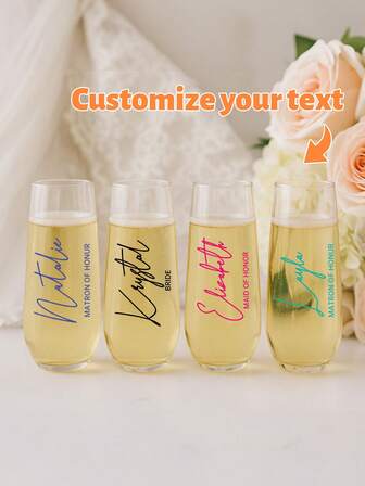 1/6/12 piezas Etiquetas de cristal personalizadas para damas de honor, Etiquetas de cristal personalizadas, Adecuadas para copas de la fiesta nupcial, Copas de champán nupciales, Regalos personalizados