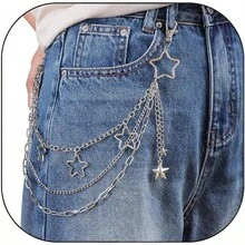 Jean Chain Belt For Men&Women, Pocket Chain Goth Punk Chain Belt Chain Layered Chunky Pants Chain And Vintage Hip Hop Wallet Chain Jewelry Accessory For Women Men - StarB7 - 查看 7