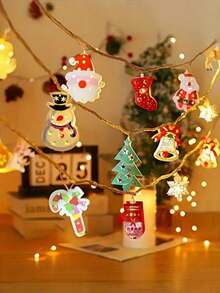 1pc Brand-New [Holiday Christmas LED String Lights] – Ironwork-Designed Holiday Decorations Featuring Santa Claus, Reindeer, Snowman, Bell Cane Candy, Christmas Stockings, Etc., Battery-Powered Indoor Holiday Decorations (Batteries Not Included) Halloween Decor Christmas Decoration Thanksgiving Wedding Home Decor Home Decor Fall Decor Autumn Decor Birthday Decorations For Gifts Party Supplies Indoor Outdoor Garden Holiday Festival Decor Wall Decor Halloween Ornaments