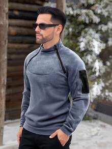 AOMDOTB Plus Size Men's Tactical Pullover, Winter Outdoor Skiing, Hunting, Hiking Fleece Sweatshirt, Gift For Adventurers And Outdoor Sports Enthusiasts - Grey - View 4