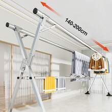 Tendederos de Ropa, Tendedero Retráctil Plegable con Estante,Tubos de Acero engrosados,Estante de Secado Portátil de Acero Inoxidable Exteriores e Interiores Perchero (A) - A - Ver 3