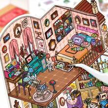 2 张我的小房子系列 3D 房屋贴纸 DIY 场景装饰贴纸 + 1 张场景纸板 - 彩色 - 查看 3