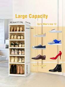 Zapatero plegable de 6 capas, de plástico, transparente, apilable, con puerta, fácil de montar. - Blanco - Ver 6