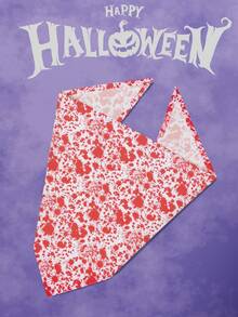 Terrifying Halloween Pet Bandana With Pumpkins Ghost Pattern Pet Kerchiefs,Adjustable Jack-O'-Lantern Theme Pattern Printing Dog Triangle Bibs Scarfs,Suitable For Small To Medium Dogs And Cats - Soft Polyester, Machine Washable