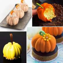万圣节南瓜硅胶慕斯蛋糕模具，3D烘焙甜点模具，适用于巧克力、布丁、果冻、芝士蛋糕、糕点（6腔）