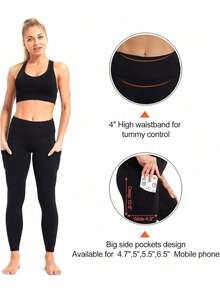 4-Pack Plus Size High Waisted Yoga Pants With Pockets - Tummy Control Workout Tights, Buttery Soft & Squat Proof | Perfect For Summer Outfits For Women, Vacation Wear & Spring Outings - 4 cái (màu đen) - Xem 7