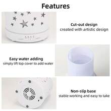 Star Hollow Essential Oil Diffuser  7 Adjustable LED Lights, Whisper-Quiet  Auto Off - White - View 6