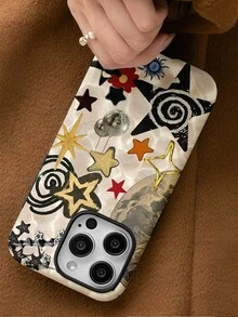 A Stylish Phone Case That Does Not Include A Lanyard Or Stand. This Whimsical 2-In-1 Retro Collage Phone Case Features An Aesthetic Star Design And Abstract Art Design. It Is Compatible With Samsung Galaxy S25/S25 Plus/S25 Ultra/S24/S24 Plus/S24 Ultra/S24 FE/S23/S23+/S23 Ultra/S22/S22+/S22 Ultra/S21/S21+/S21 Ultra/S20 Ultra/A71/A56/A55/A54/A53/A52/A34/A26/A15/A16/A14/A13/A06 And  17, 17 Air, 17 Pro, 16, 16 Plus, 16 Pro Max, 15 Plus, 15 Pro, 15 Pro Max, 14, 14 Plus, 14 Pro, 14 Pro Max, 13, And 13 Pro Max. - 多色 4 - 查看 4