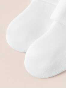 6双新生儿纯白色纯色平口袜子，柔软舒适，温暖，适合秋冬季