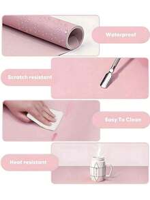 Dusty Pink Nail Art Table Mat Waterproof Soft PU Leather Studio Desk Mat Foldable Nail Arm Rest Cushion Manicure Pad Nail Table Pad Desk Mat For Nail Technician Salon Home