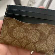 Coach COACH 10, Marchio logo, Porta carte con più scomparti, Porta carte di stile classico con fantasia bicolore, Colore sabbia giallo con taupe/fantasia classica