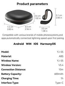 AI翻译智能无线耳机，ENC麦克风降噪，佩戴舒适，符合人体工程学设计，日常防水，防汗，半入耳式无线耳机 - 均碼 - 查看 12